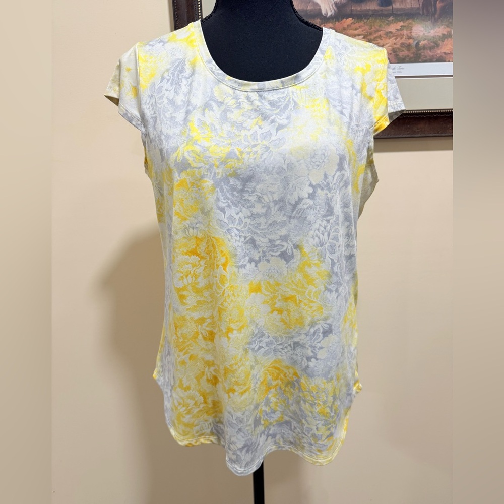 Floral Yellow and Gray Women's Top